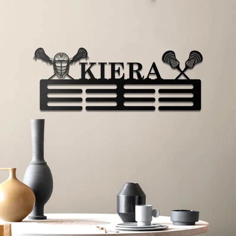 Personalized Lacrosse Medal Holder, Custom Name Rack for Awards, Ribbons & Team Gifts, Custom Lacrosse Medal Hanger - Champion Hanger