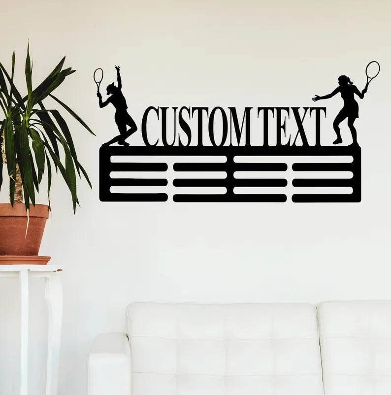 Custom Tennis Medal Rack for Friend, Personalized Display with Name, Perfect for Awards & Ribbons - Champion Hanger