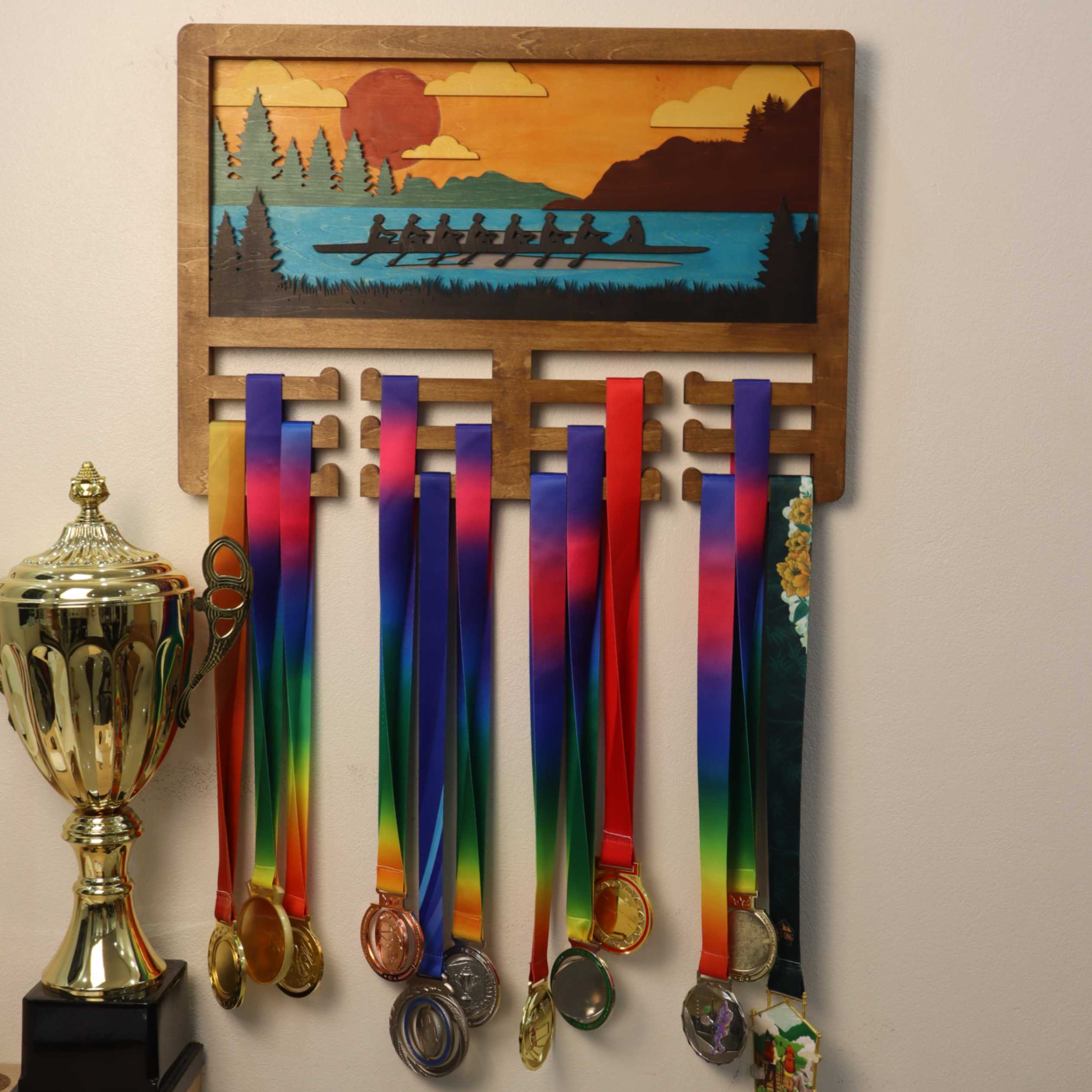 Personalized Wooden Rowing Medal Hanger with Custom Name | Gifts for Rowers | ChampionHanger