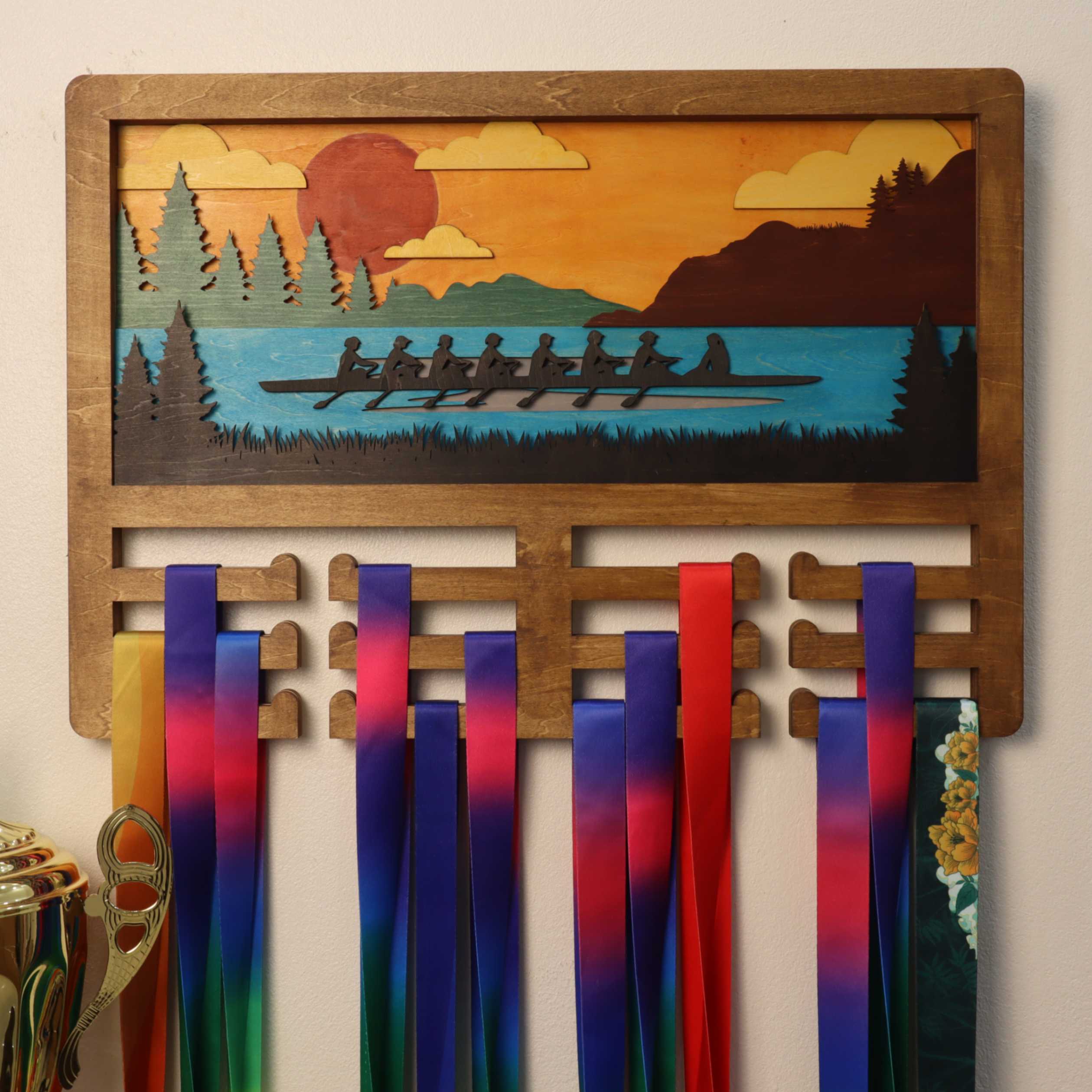 Personalized Wooden Rowing Medal Hanger with Custom Name | Gifts for Rowers | ChampionHanger