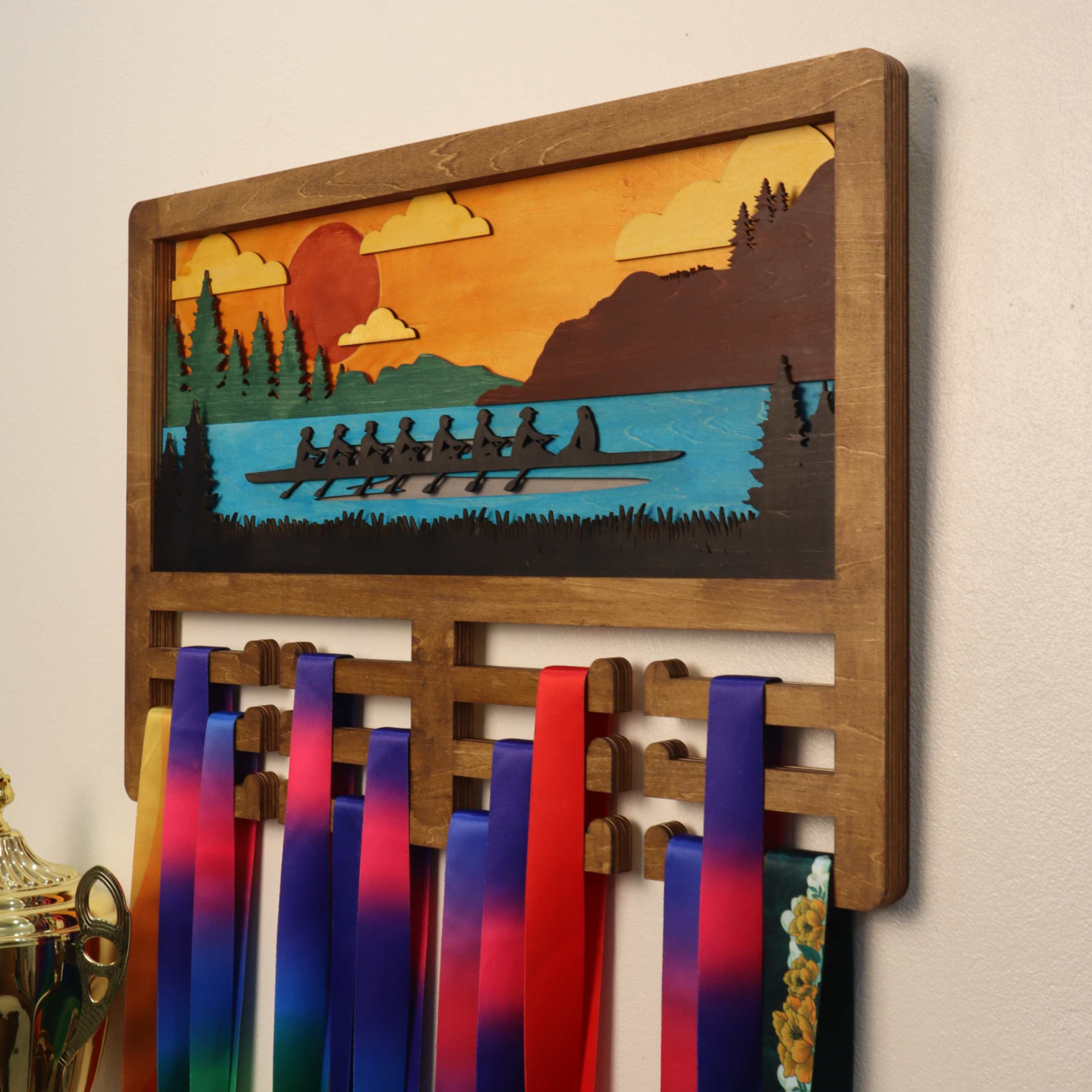 Personalized Wooden Rowing Medal Hanger with Custom Name | Gifts for Rowers | ChampionHanger