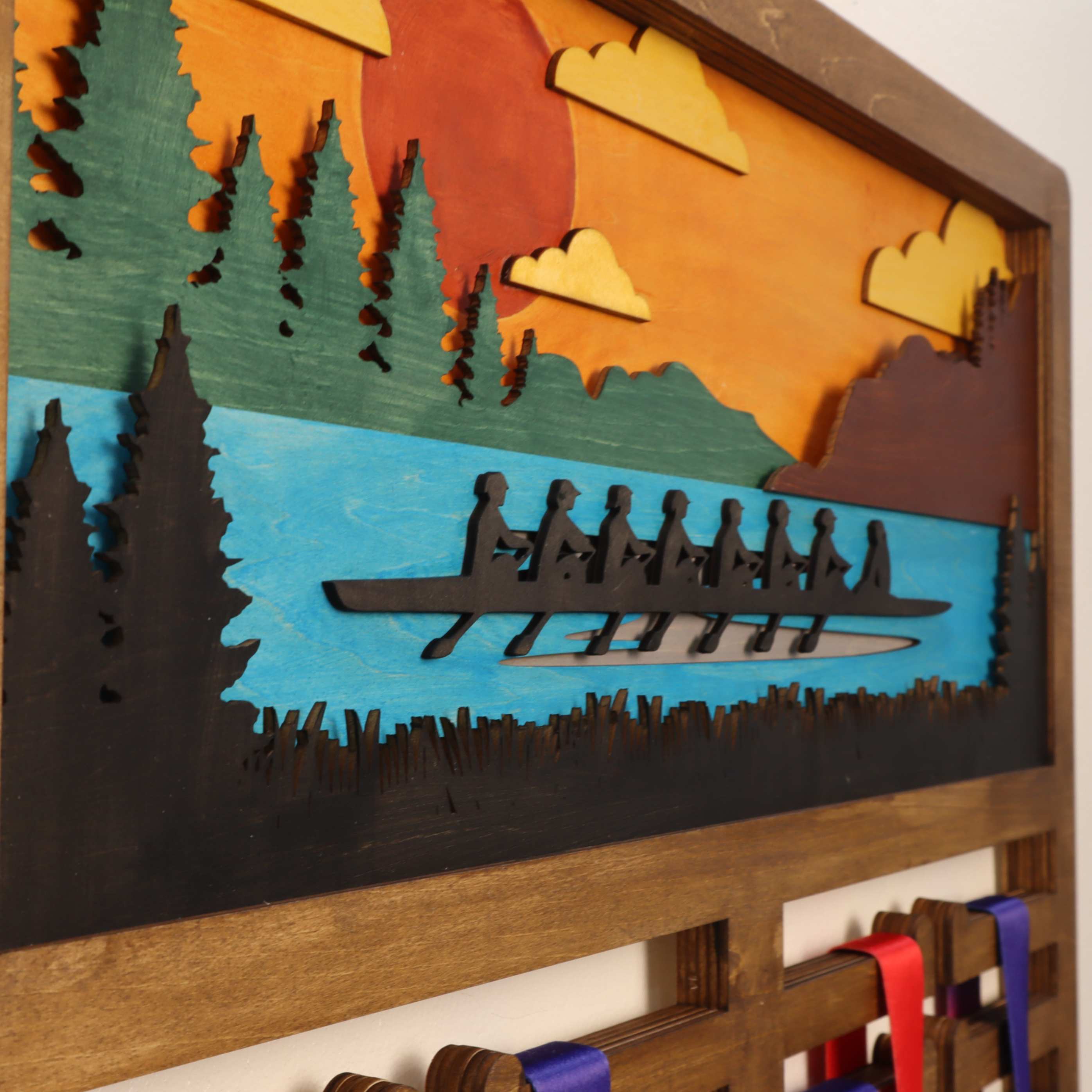 Personalized Wooden Rowing Medal Hanger with Custom Name | Gifts for Rowers | ChampionHanger