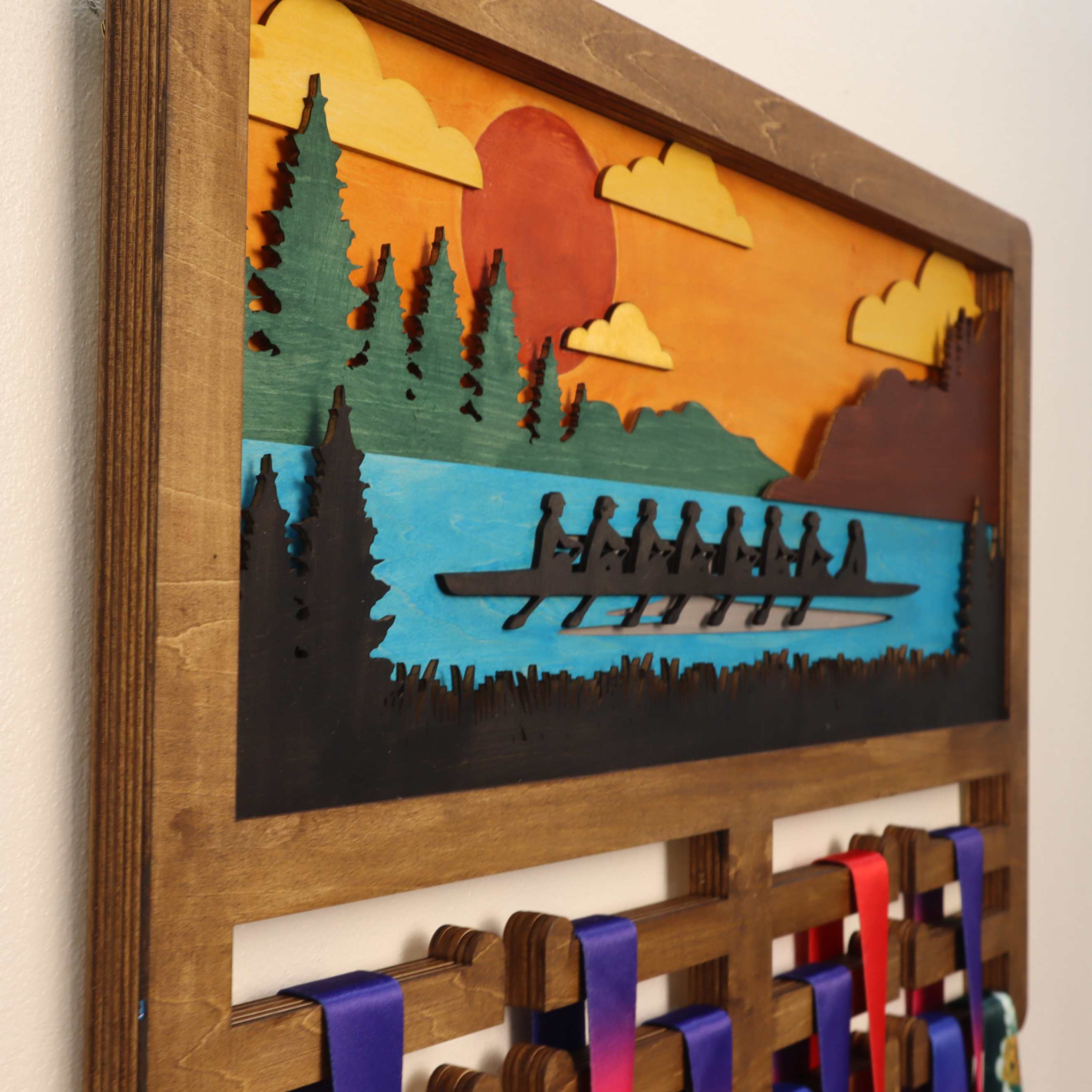 Personalized Wooden Rowing Medal Hanger with Custom Name | Gifts for Rowers | ChampionHanger