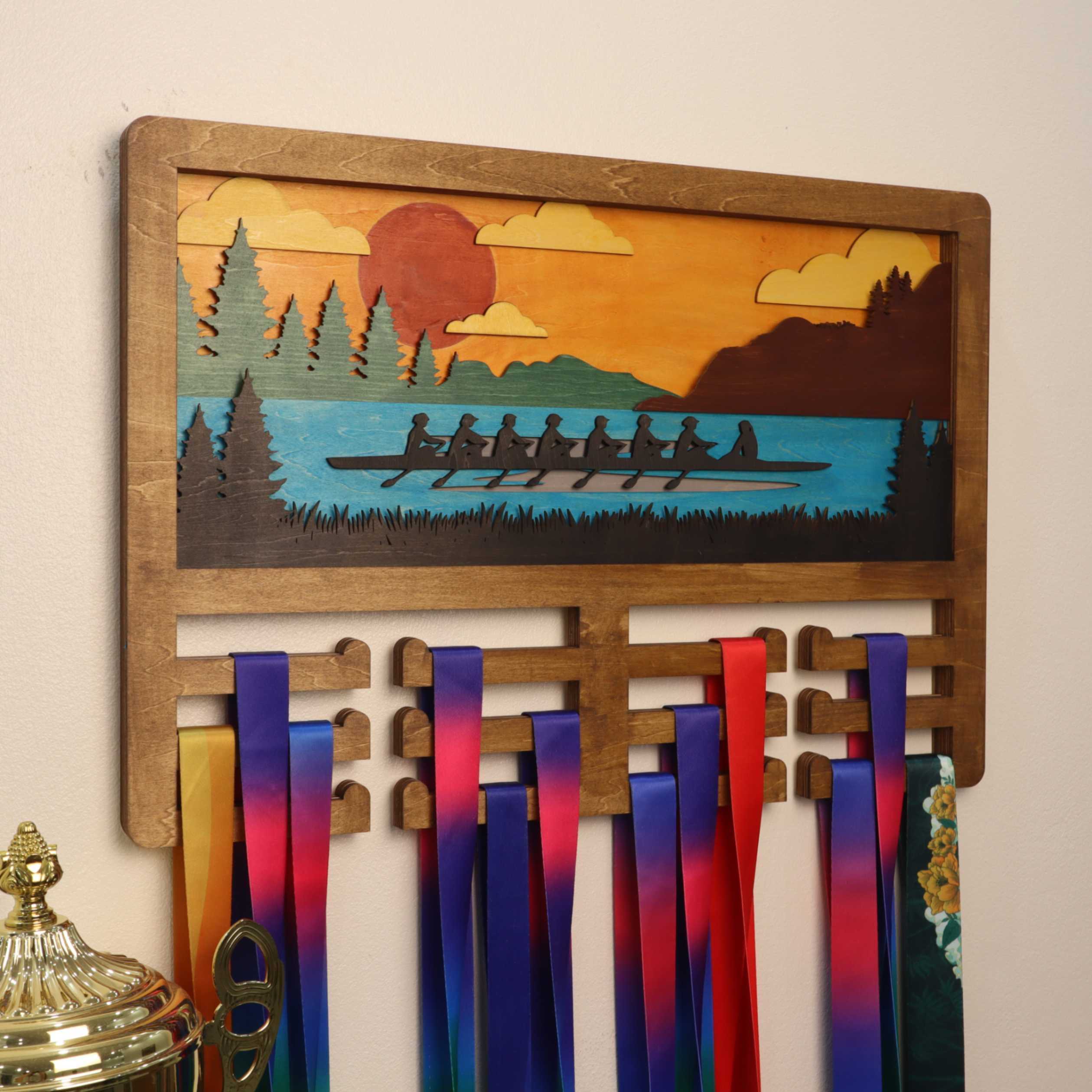 Personalized Wooden Rowing Medal Hanger with Custom Name | Gifts for Rowers | ChampionHanger
