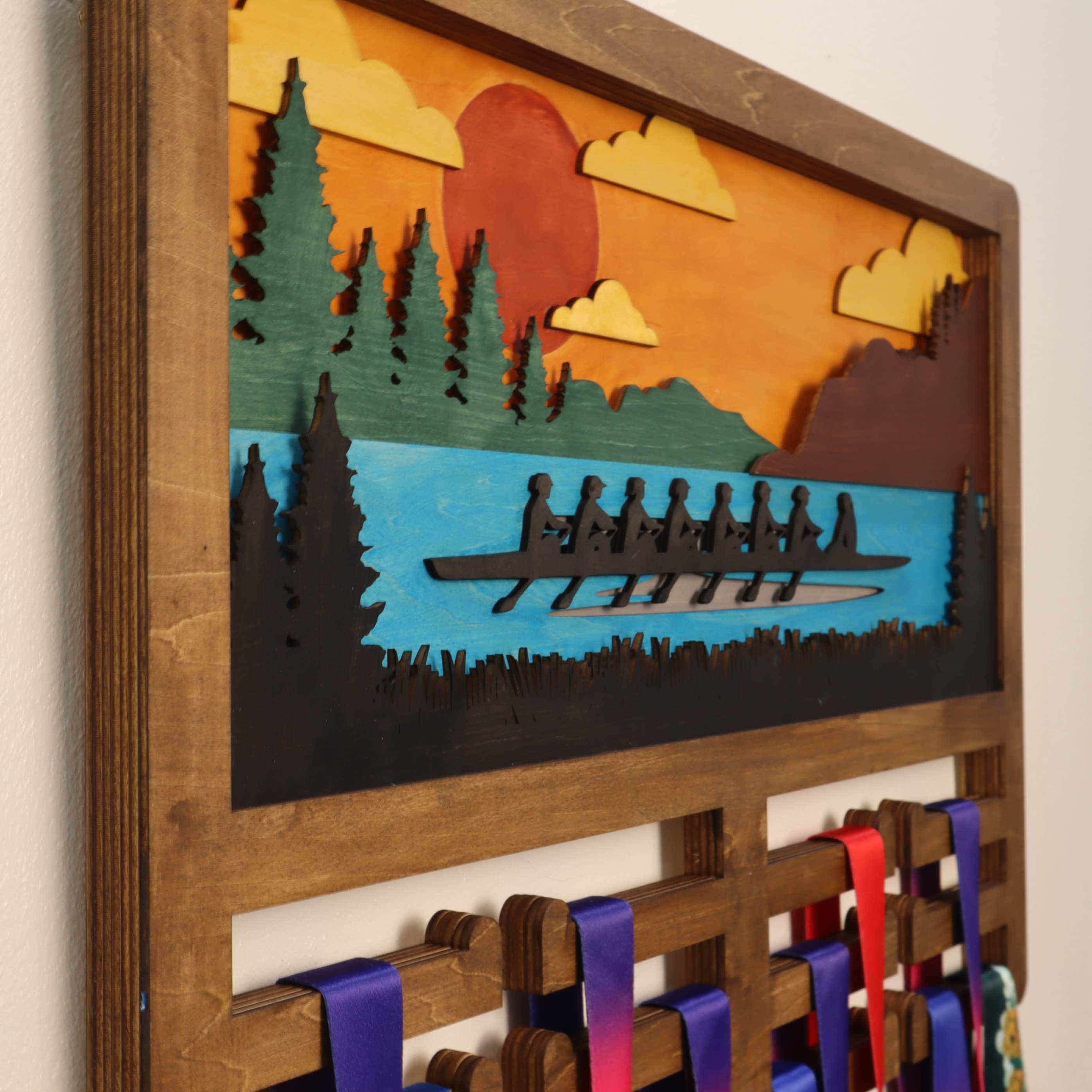 Personalized Wooden Rowing Medal Hanger with Custom Name | Gifts for Rowers | ChampionHanger