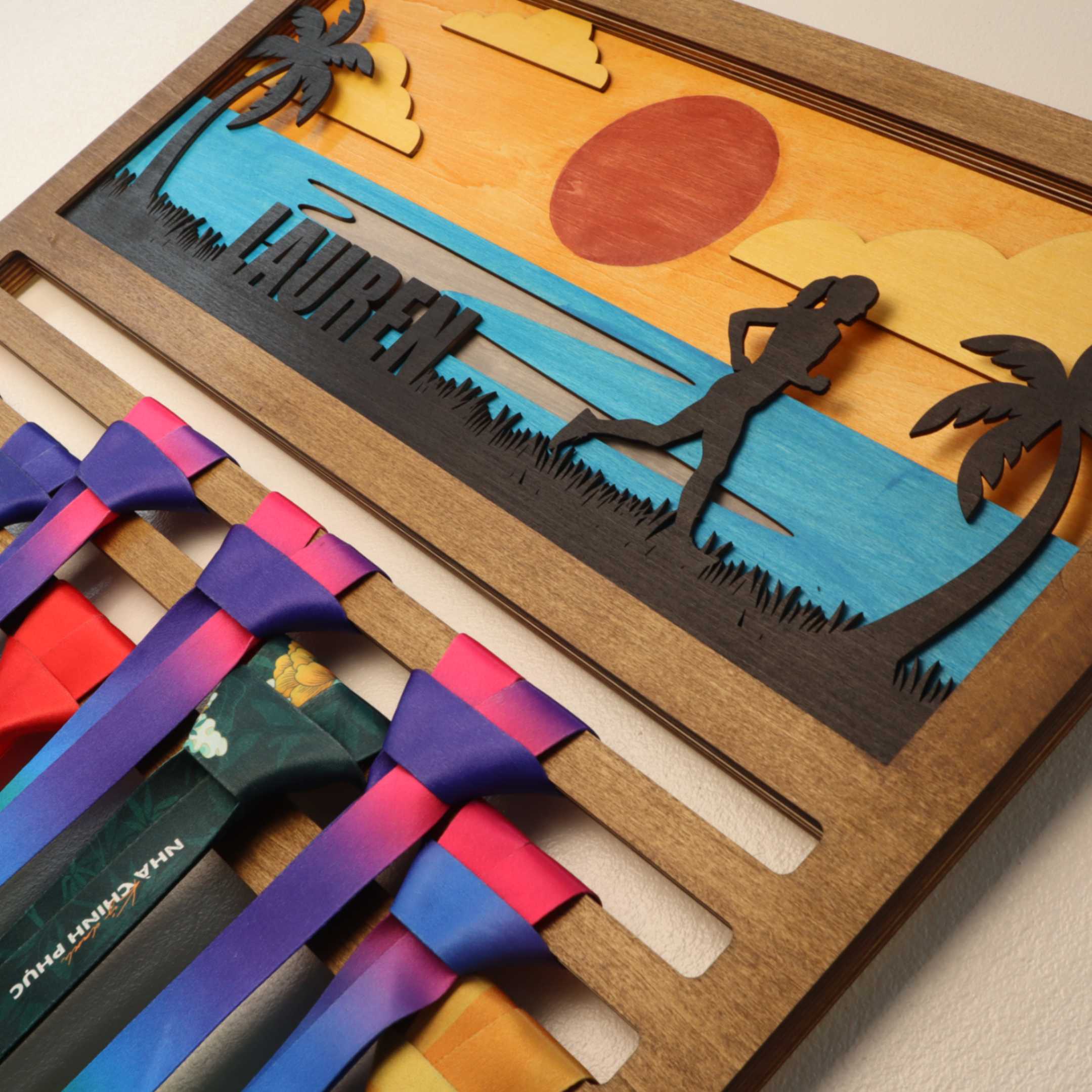 Personalized Wooden Medal Hanger for Runners & Cyclists | Custom Sports Award Display | ChampionHanger