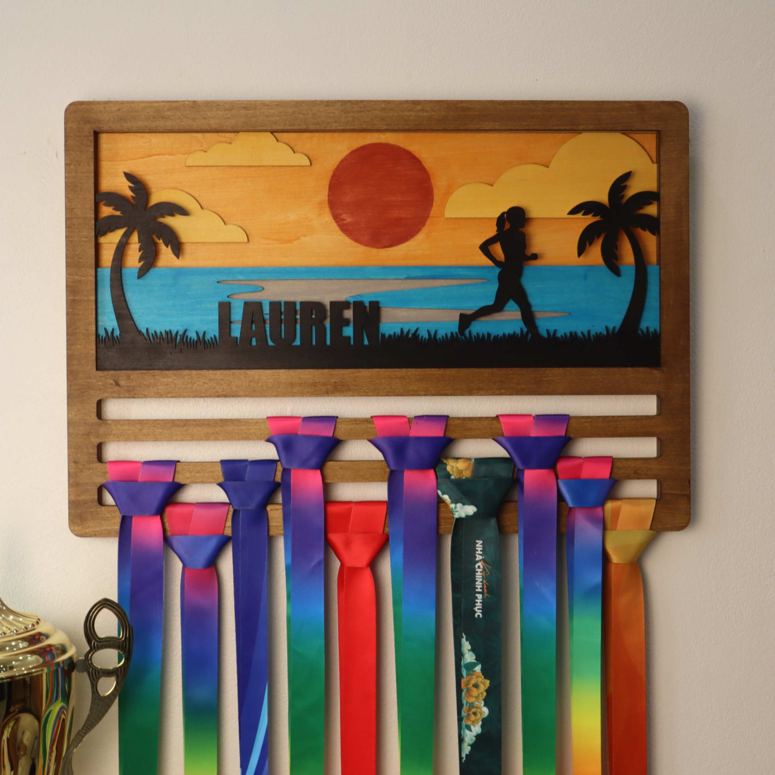 Personalized Wooden Medal Hanger for Runners & Cyclists | Custom Sports Award Display | ChampionHanger