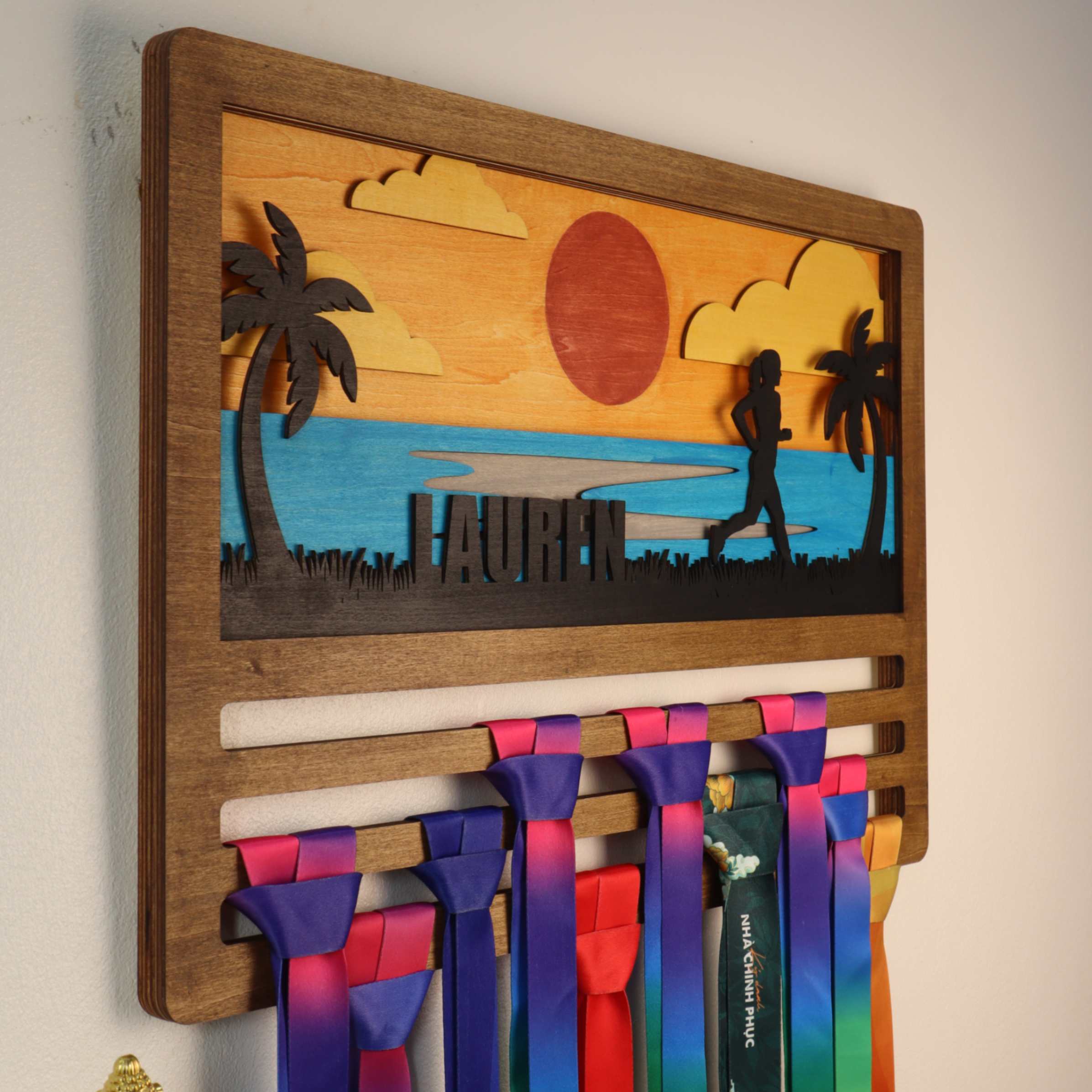 Personalized Wooden Medal Hanger for Runners & Cyclists | Custom Sports Award Display | ChampionHanger