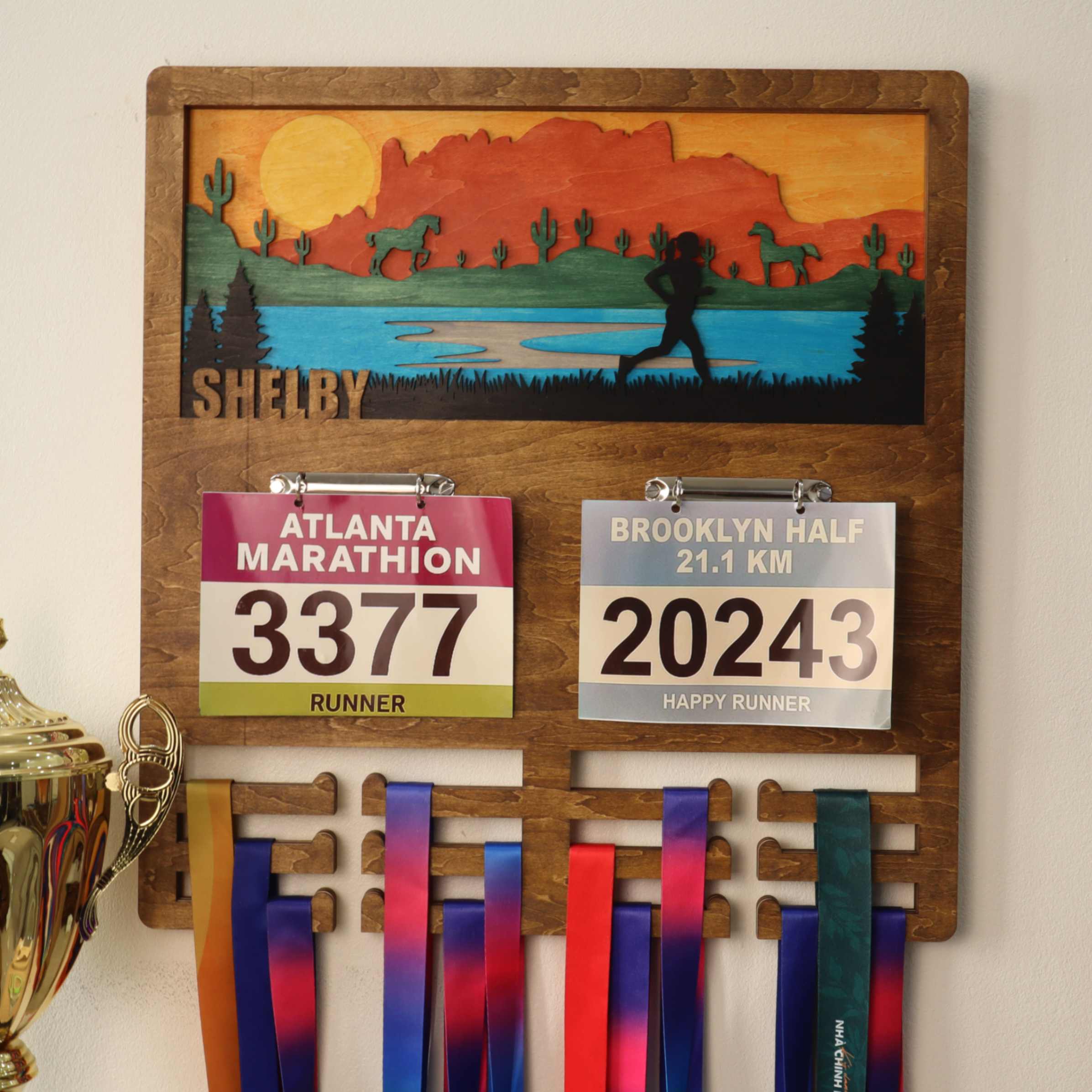 Personalized Wooden Medal Hanger for Running, Cycling & Hiking | ChampionHanger