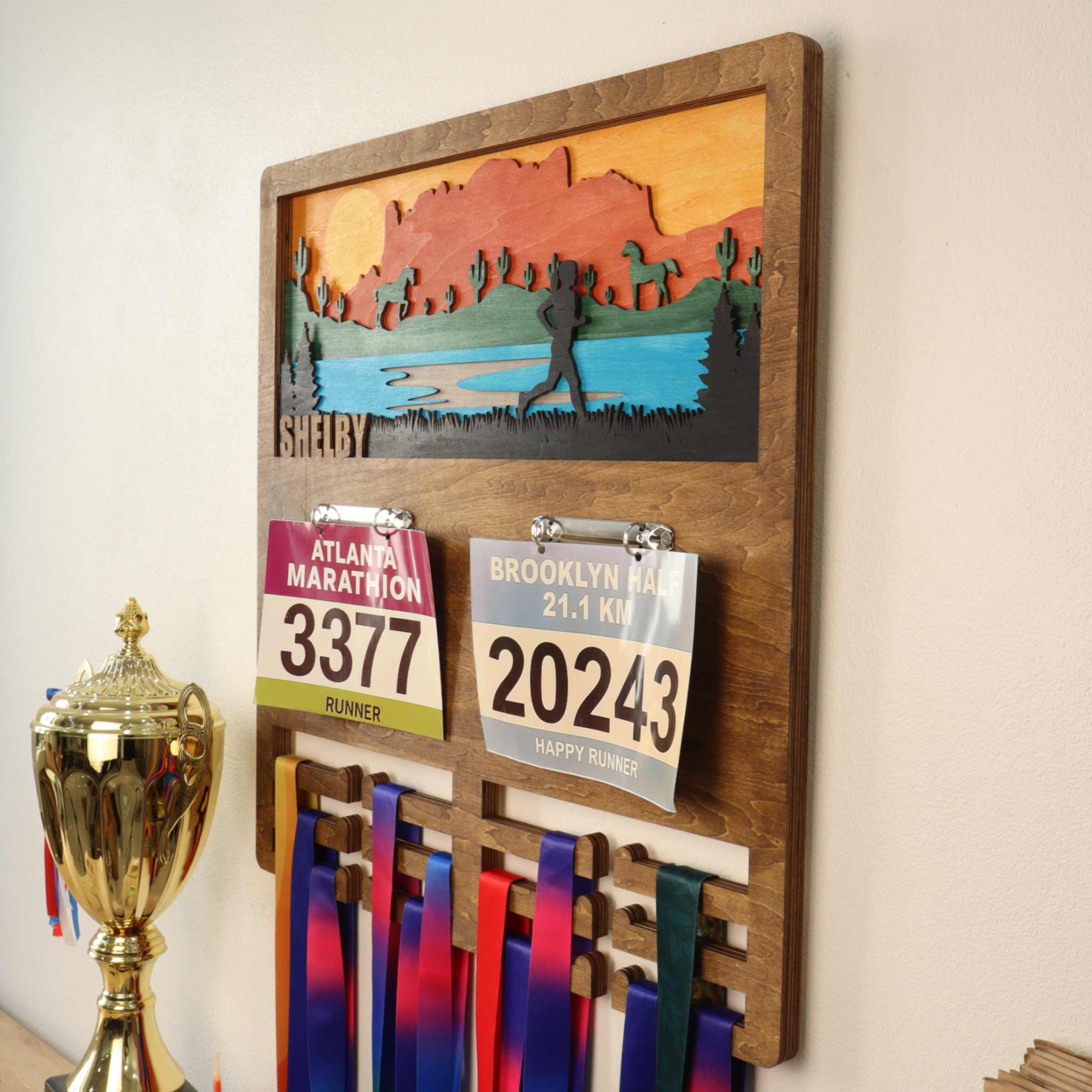 Personalized Wooden Medal Hanger for Running, Cycling & Hiking | ChampionHanger