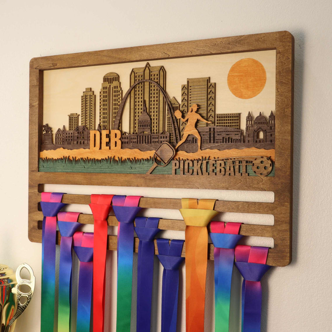 Personalized Wooden Pickleball Medal Hanger with Custom Name | ChampionHanger