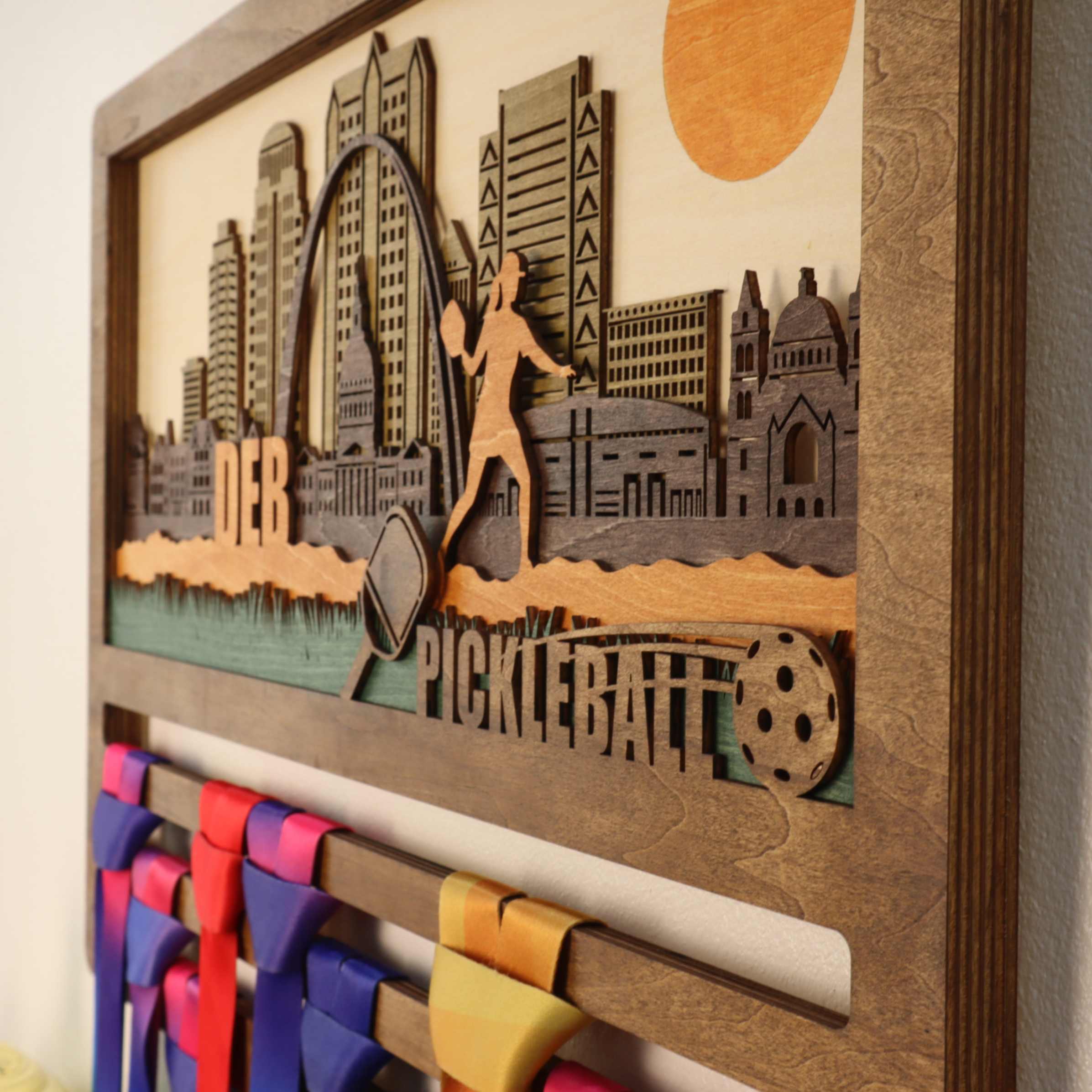 Personalized Wooden Pickleball Medal Hanger with Custom Name | ChampionHanger