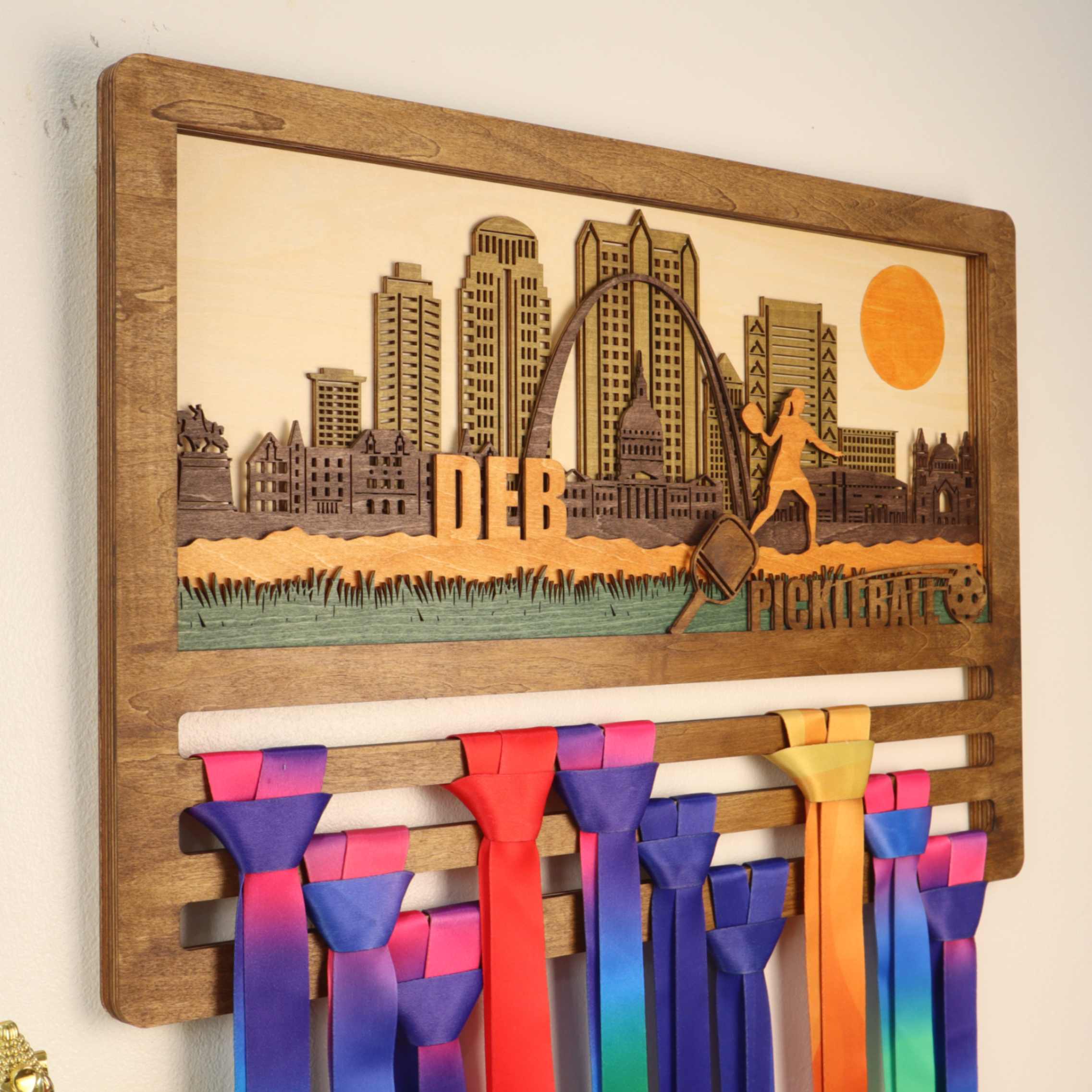 Personalized Wooden Pickleball Medal Hanger with Custom Name | ChampionHanger