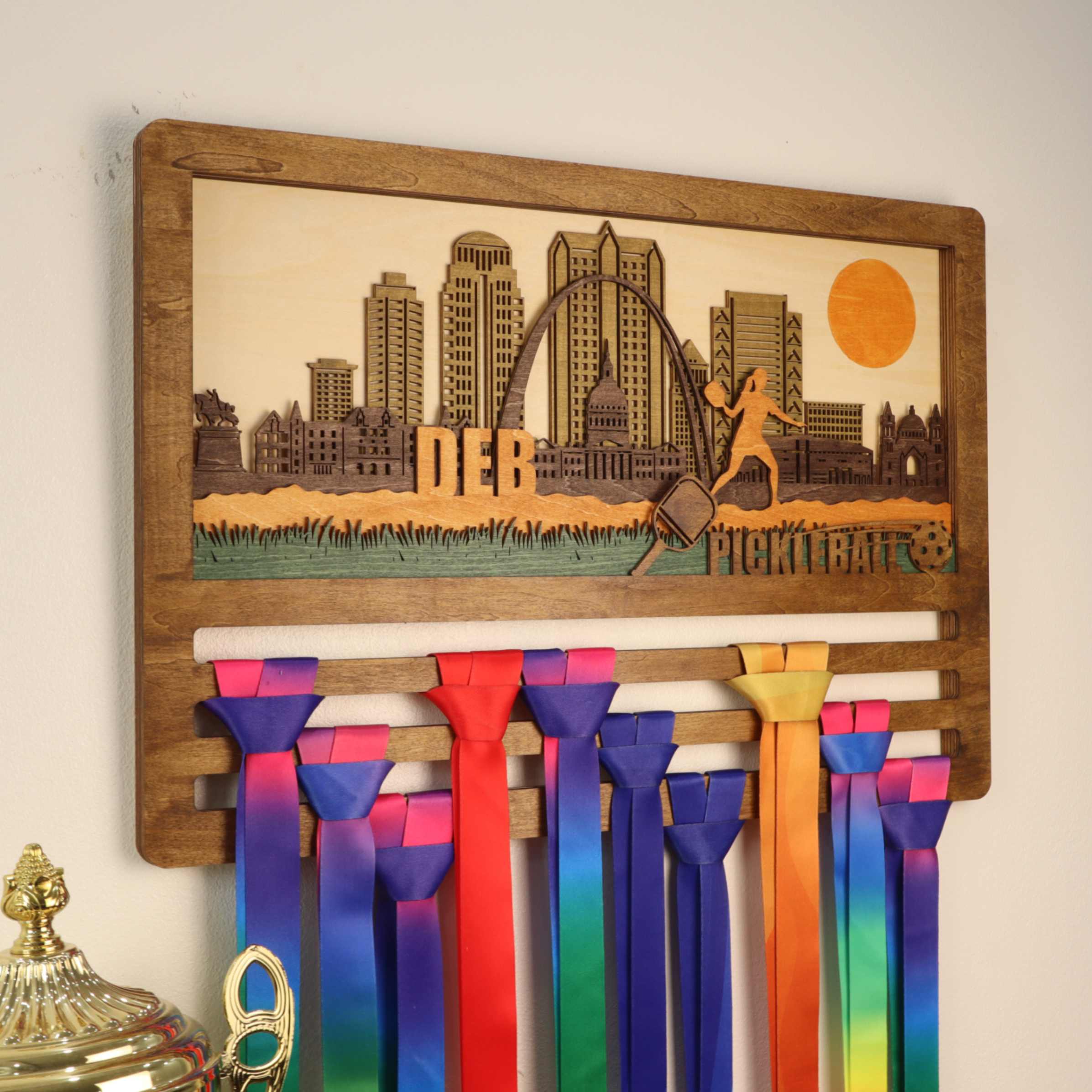 Personalized Wooden Pickleball Medal Hanger with Custom Name | ChampionHanger