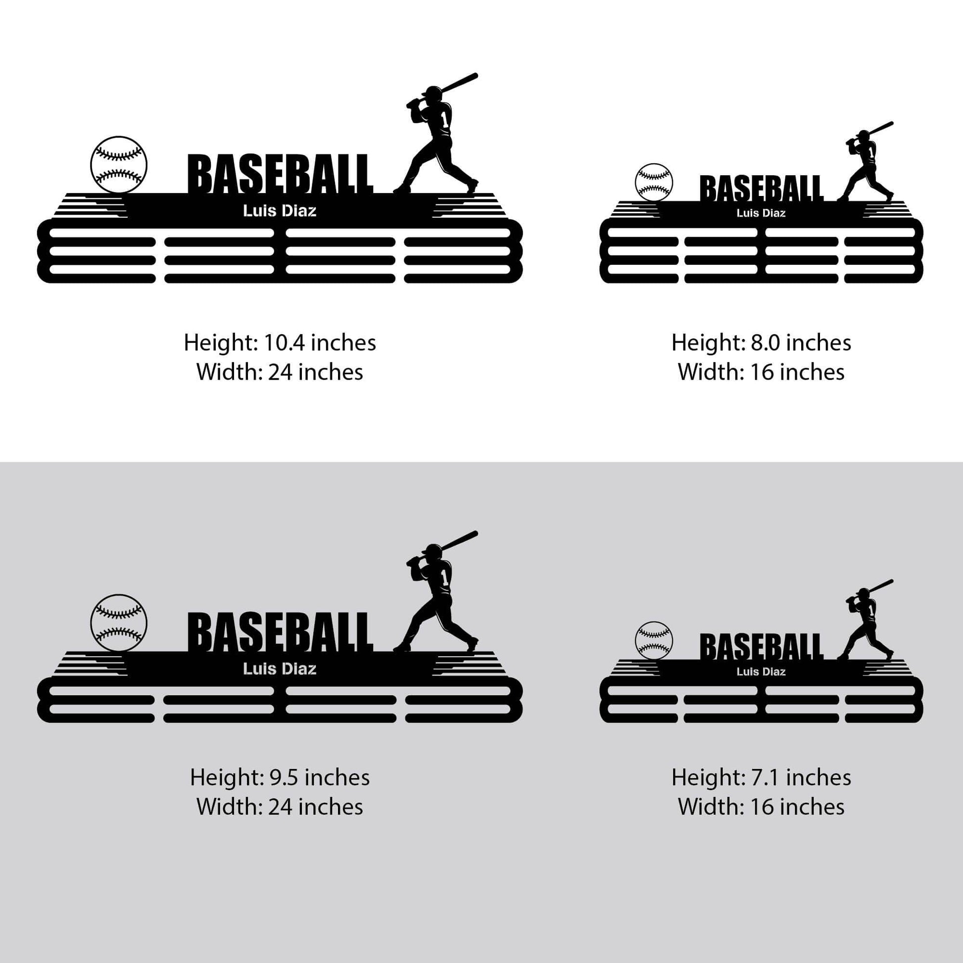 Personalized Baseball Medal Rack – Batter Silhouette – Stainless Steel Display Rack - Champion Hanger