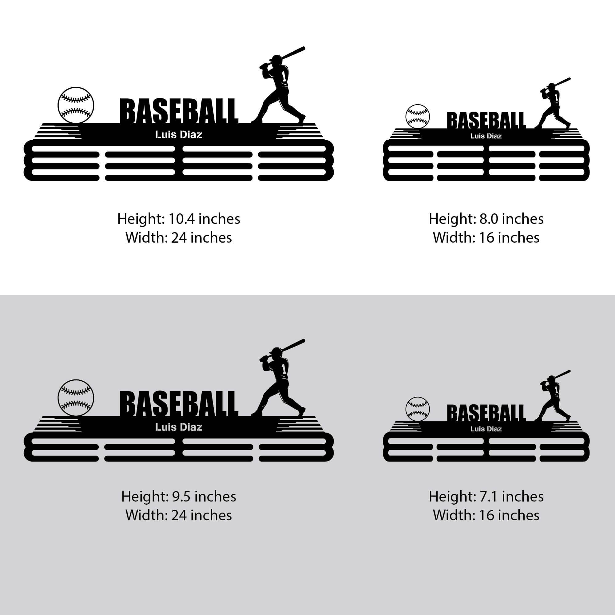 Personalized Baseball Medal Rack – Batter Silhouette – Stainless Steel Display Rack - Champion Hanger