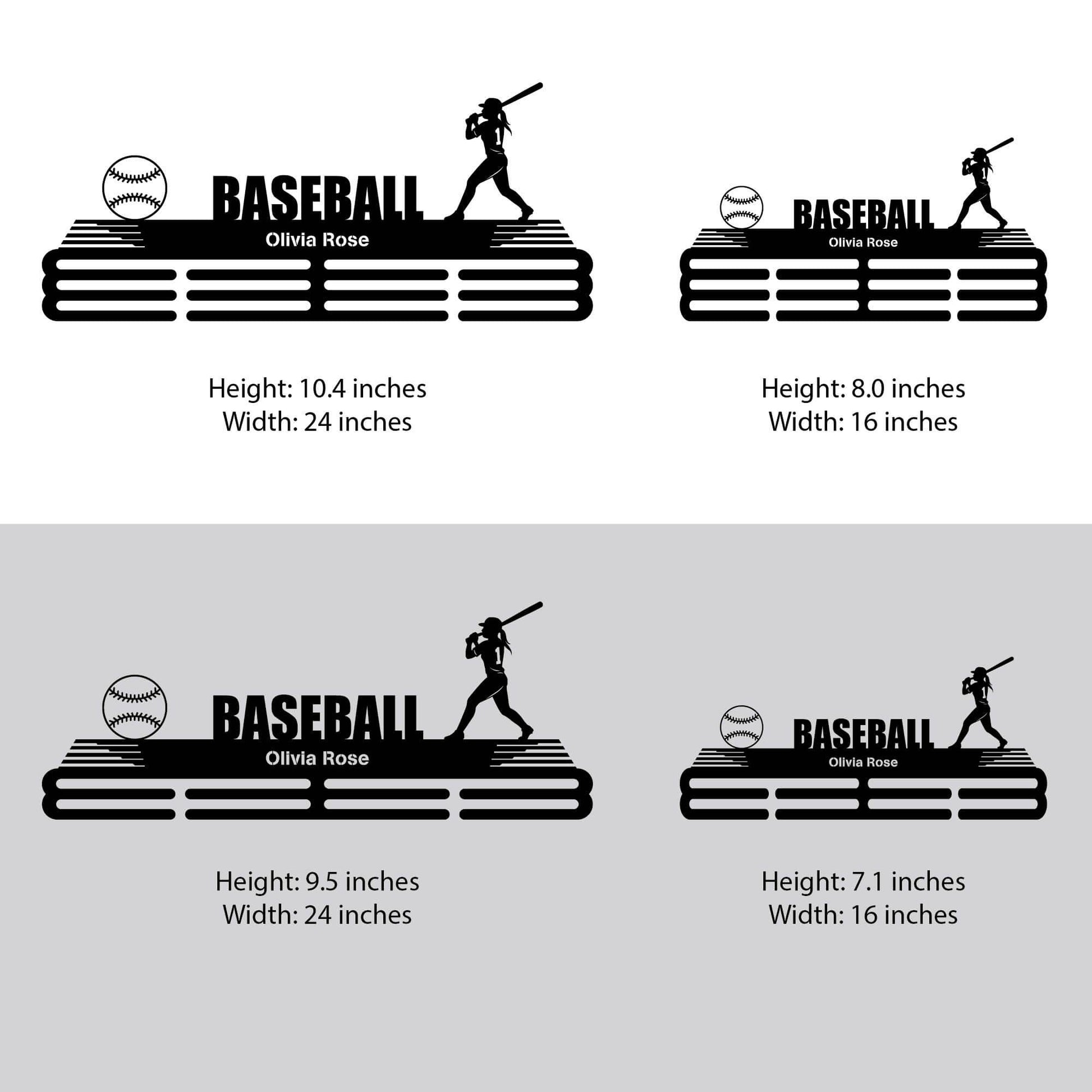 Personalized Baseball Medal Rack – Batter Silhouette – Stainless Steel Display Rack - Champion Hanger