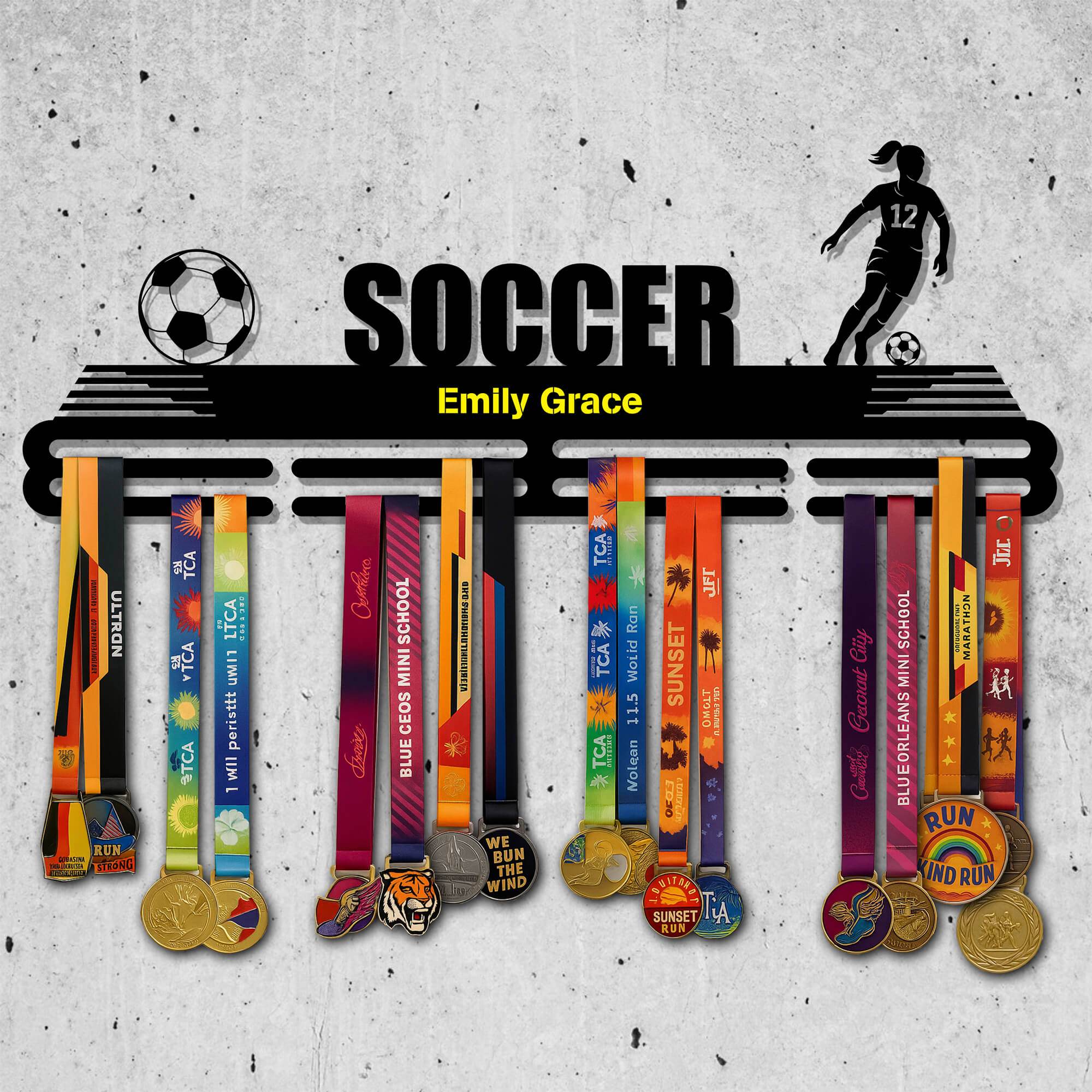 Soccer Player Medal Hanger - Metal Hanger for Soccer Awards – Stainless Steel Display Rack - Champion Hanger