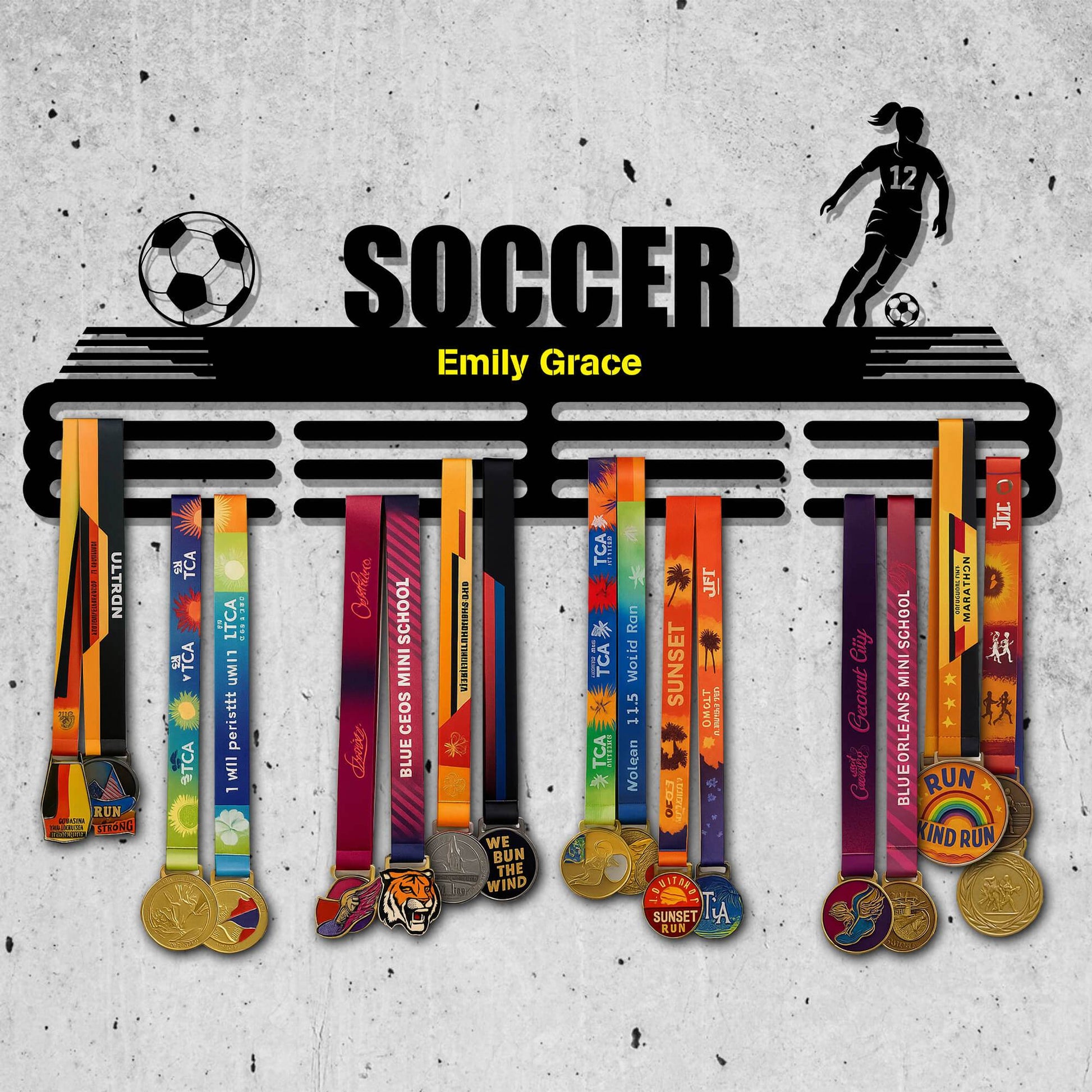 Soccer Player Medal Hanger - Metal Hanger for Soccer Awards – Stainless Steel Display Rack - Champion Hanger