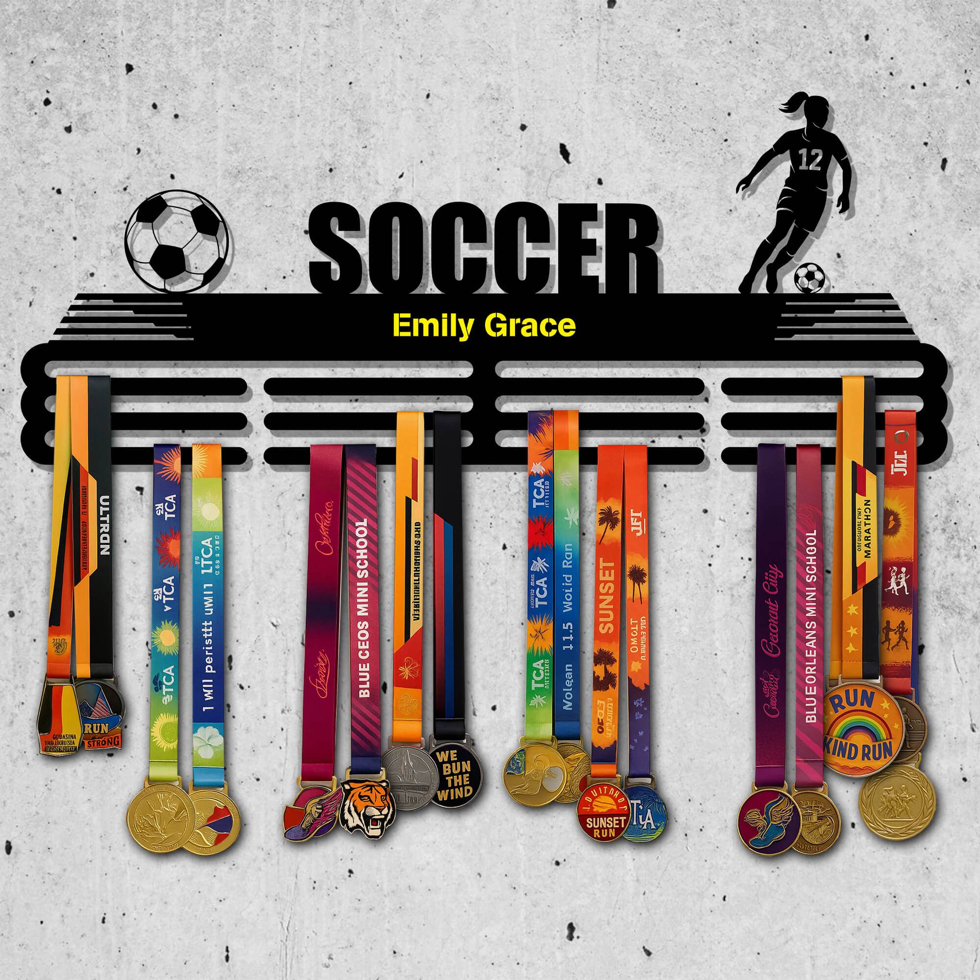 Soccer Player Medal Hanger - Metal Hanger for Soccer Awards – Stainless Steel Display Rack - Champion Hanger
