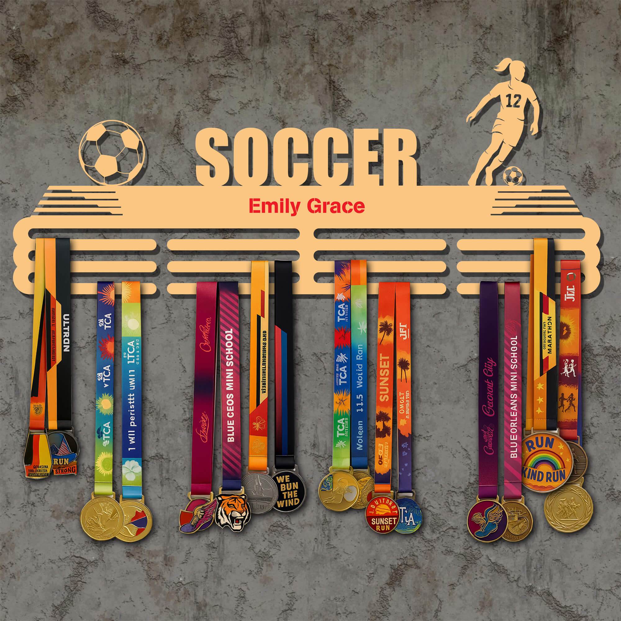 Soccer Player Medal Hanger - Metal Hanger for Soccer Awards – Stainless Steel Display Rack - Champion Hanger