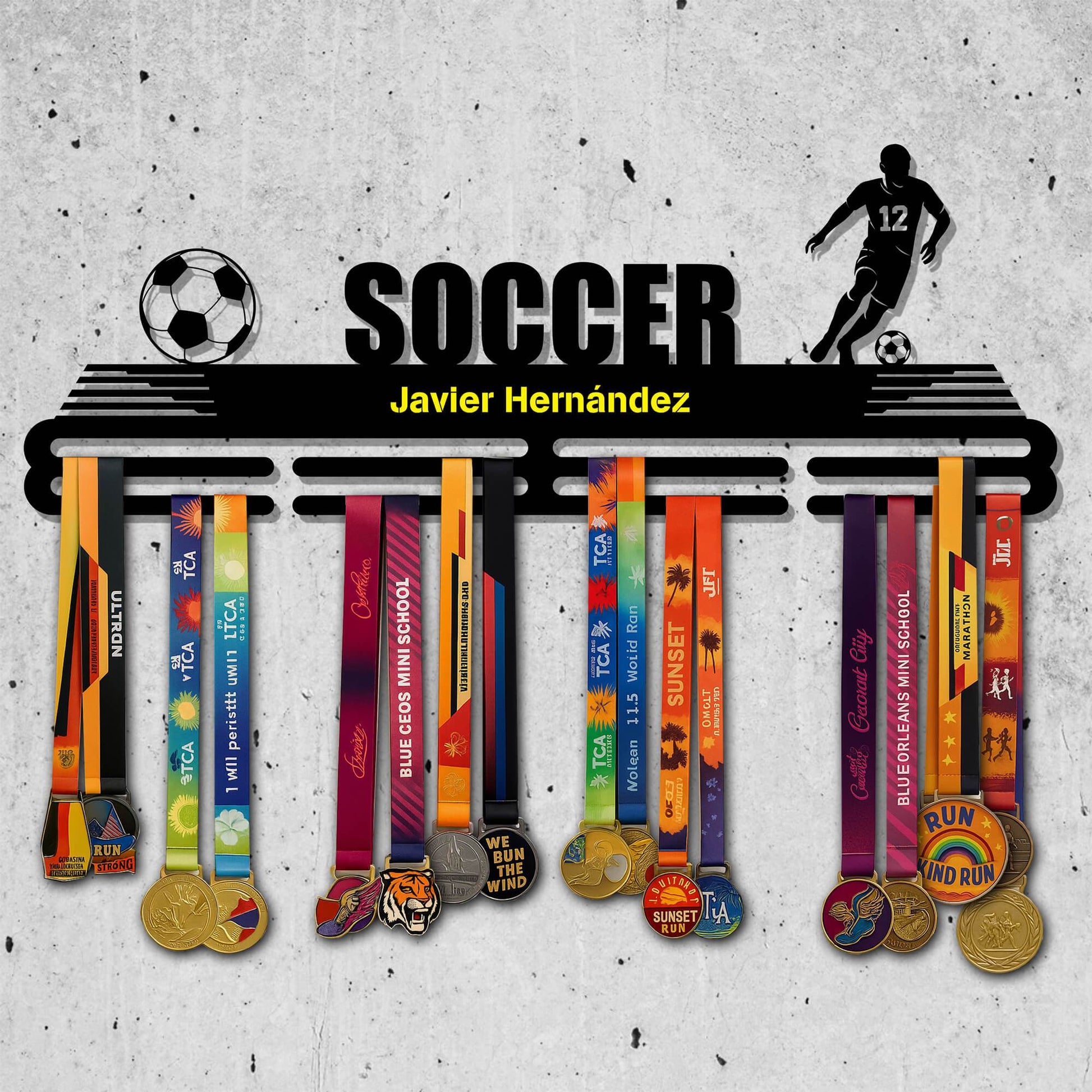 Soccer Player Medal Hanger - Metal Hanger for Soccer Awards – Stainless Steel Display Rack - Champion Hanger