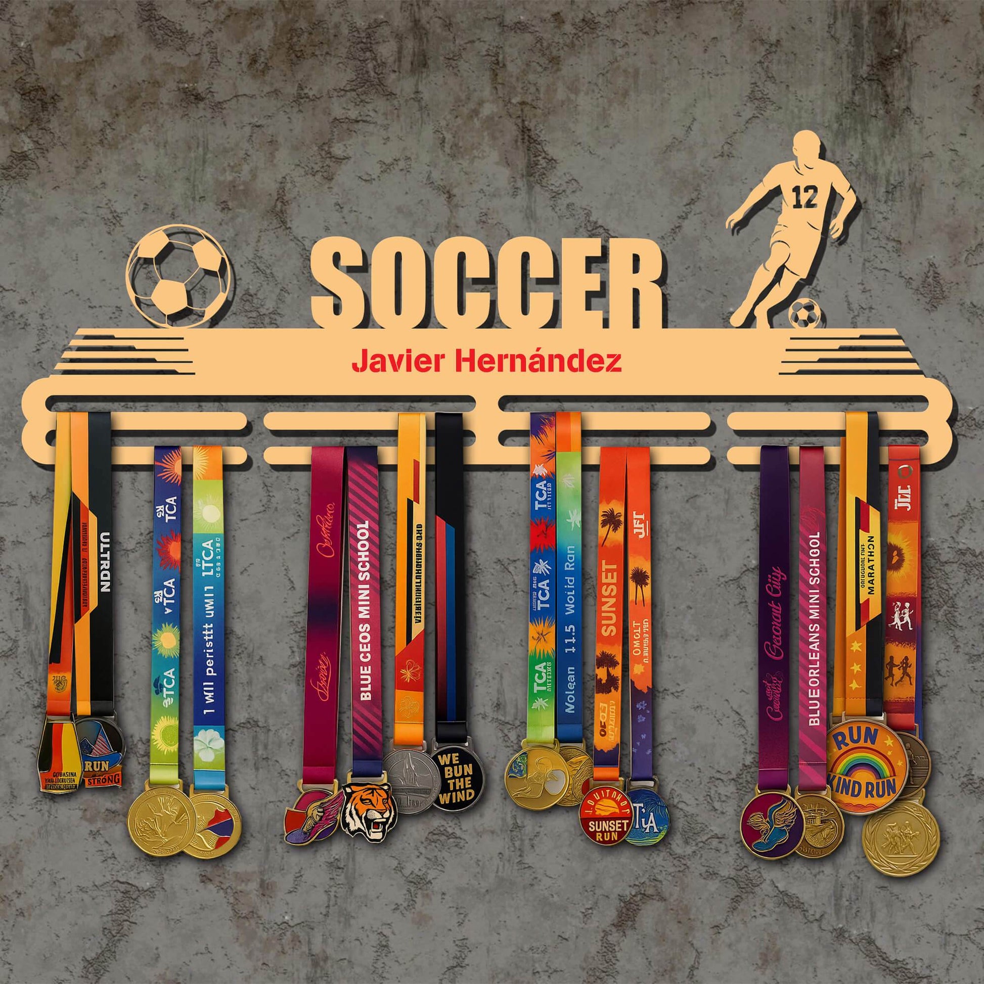 Soccer Player Medal Hanger - Metal Hanger for Soccer Awards – Stainless Steel Display Rack - Champion Hanger