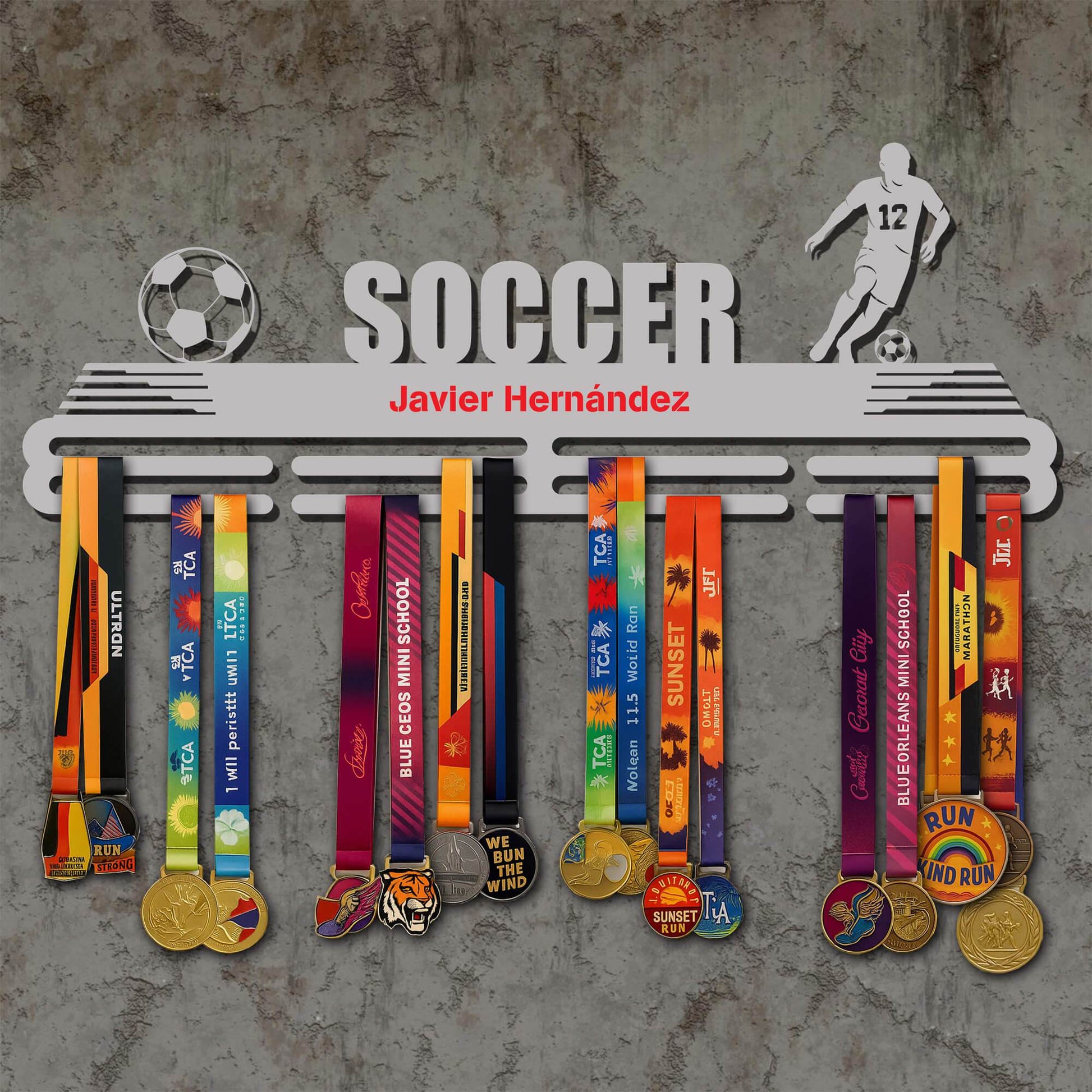 Soccer Player Medal Hanger - Metal Hanger for Soccer Awards – Stainless Steel Display Rack - Champion Hanger