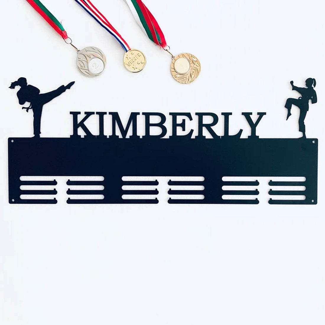 Personalized Taekwondo Medal Holder, Custom Metal Hanger for Karate, Jiu-Jitsu & Martial Arts Awards For Men, Women, or Kids - Champion Hanger